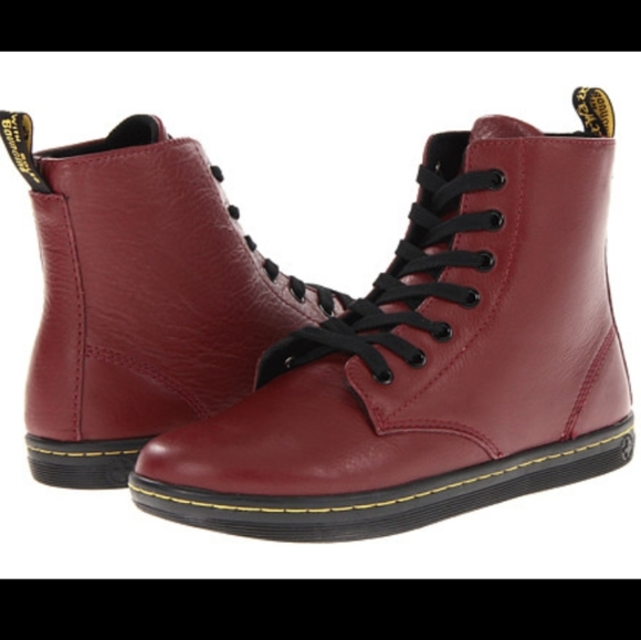 Dr. Martens Shoes - Dr Martens Cherry Red Leyton Ankle Bootie